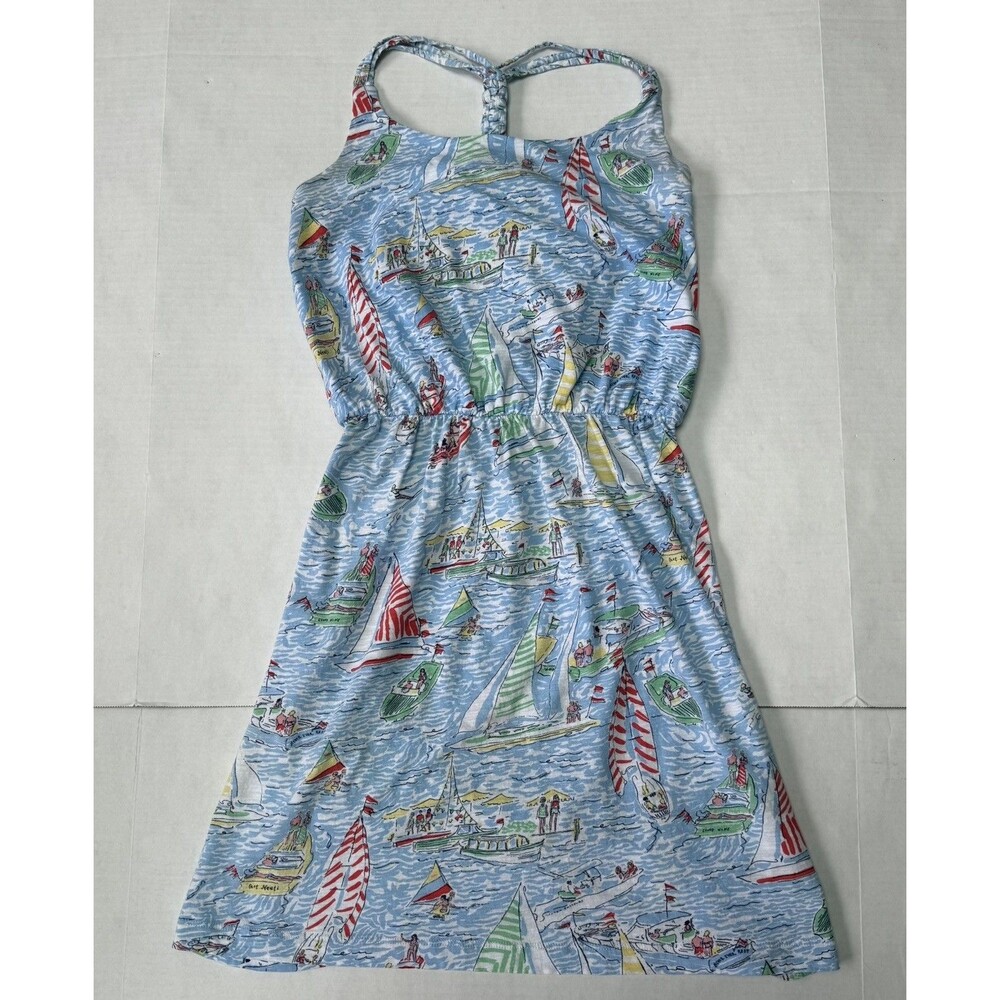 Lilly Pulitzer Dress Sundress Womens Small Blue Sailboats Nautical Beach Tank